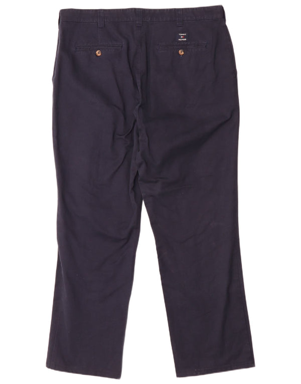 Pantaloni chino dritti da uomo Tommy Hilfiger W38 L32 cotone blu navy