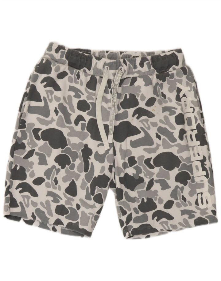 Pantaloncini sportivi grafici da uomo Superdry in cotone mimetico grigio medio