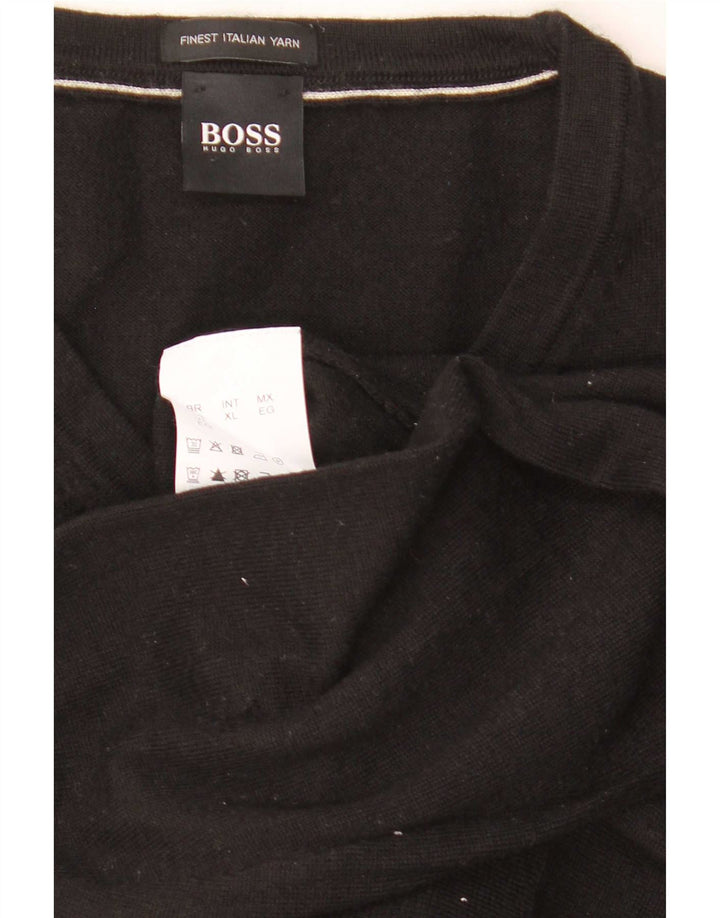 Maglione Hugo Boss da uomo con scollo a V XL in lana vergine nera