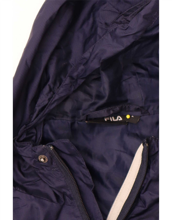 Giacca a vento con cappuccio da uomo Fila, grande, in nylon color block blu navy