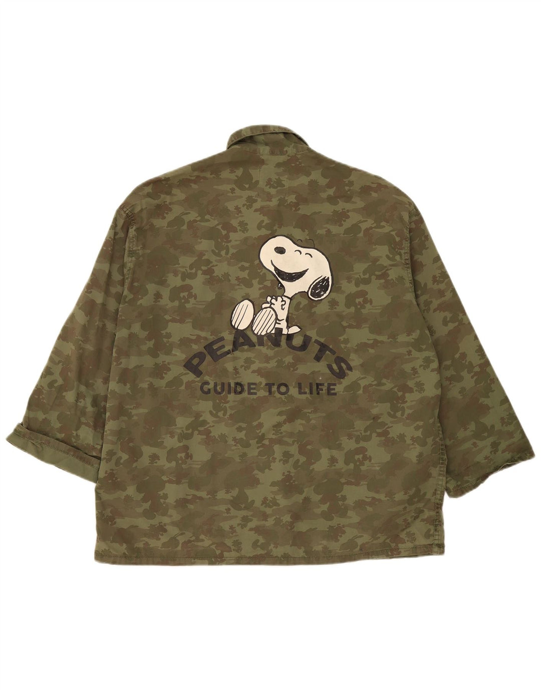 Zara Giacca da uomo con grafica grafica Peanuts UK 38 Medium Khaki Camouflage