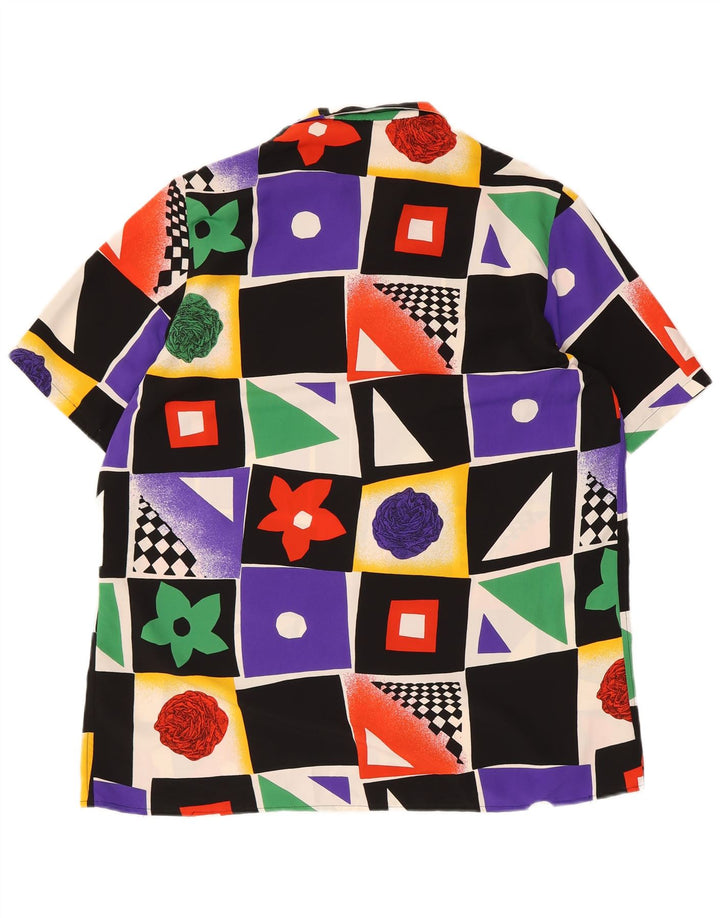 Camicia vintage da uomo con motivo astratto geometrico medio multicolore