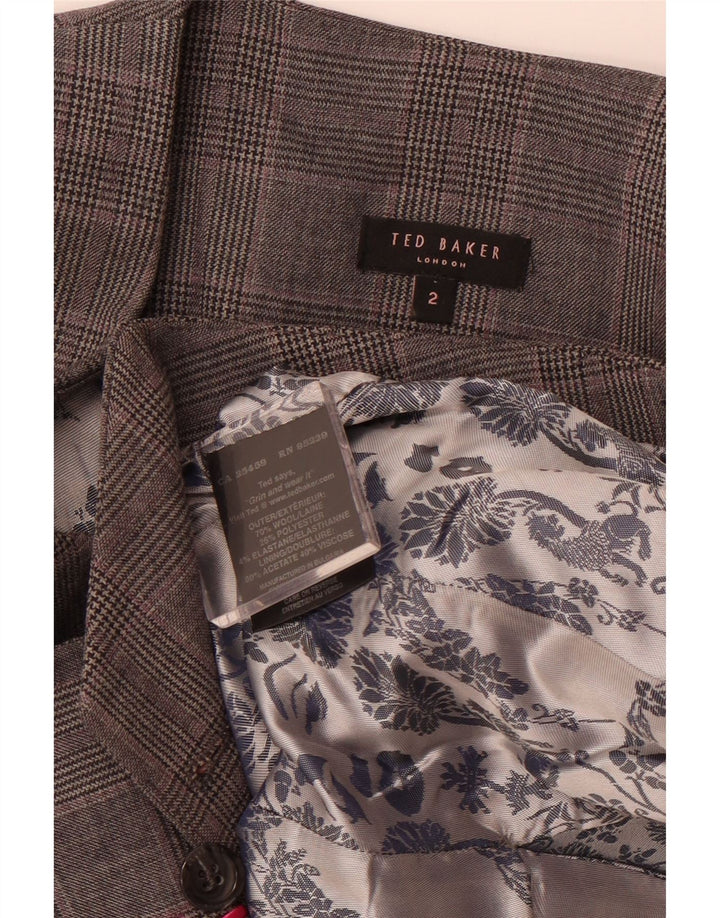Gilet doppiopetto da donna TED BAKER taglia 2 piccolo in lana a quadri grigi