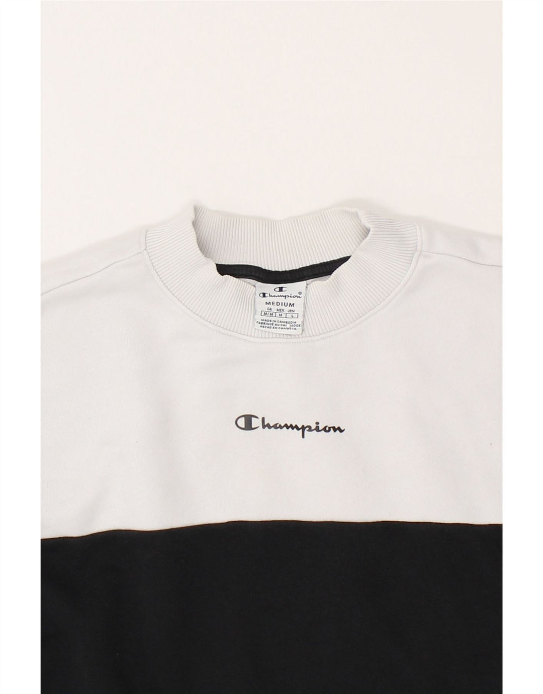 CHAMPION Womens Crop Oversized Sweatshirt Jumper UK 14 1Medium White Vintage Champion and Second-Hand Champion from Messina Hembry 