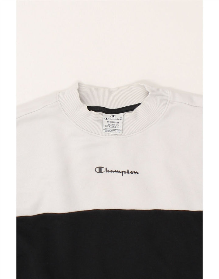 CHAMPION Womens Crop Oversized Sweatshirt Jumper UK 14 1Medium White Vintage Champion and Second-Hand Champion from Messina Hembry 