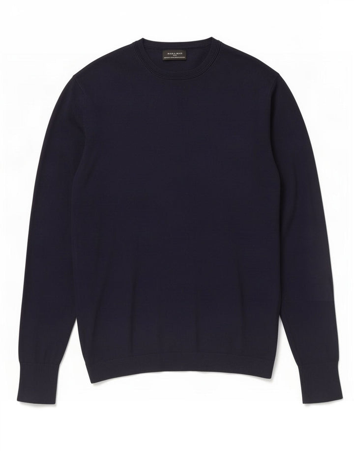 Maglione Zara da uomo girocollo in viscosa blu navy medio