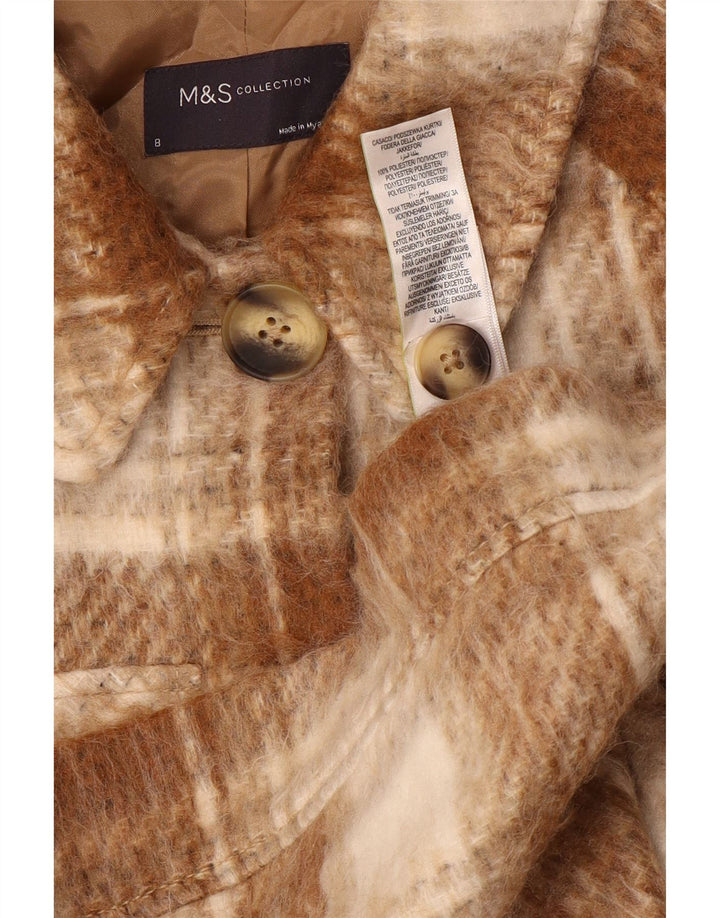 Giacca utility da donna Marks & Spencer UK 8 piccolo poliestere scozzese marrone