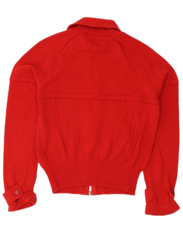 D. Esterno Maglione cardigan corto da donna UK 12 Cotone rosso medio