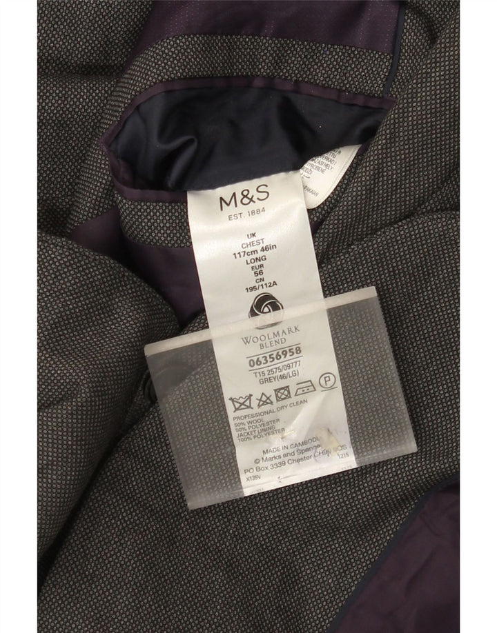 Giacca blazer a 2 bottoni da uomo Marks & Spencer UK 46 XL lana grigia
