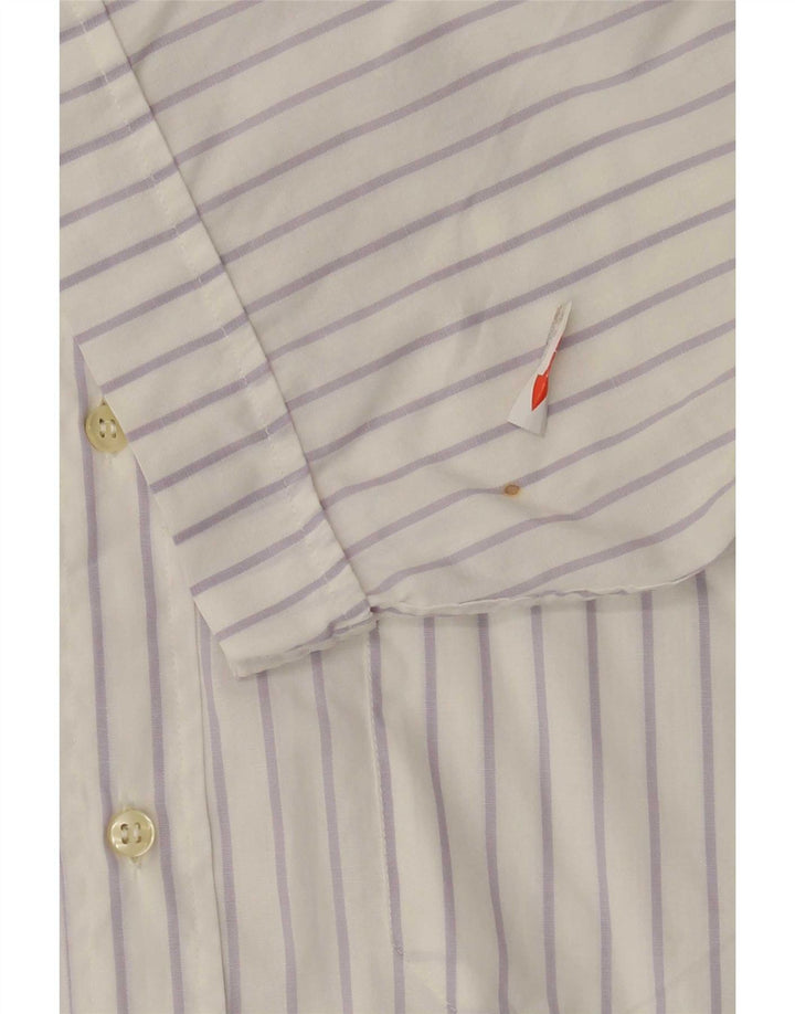 Camicia Valentino Uomo Manica Corta Cotone Rigato Medio Bianco