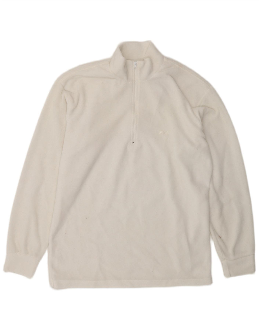Maglione in pile da uomo Fila con zip e collo IT 48 poliestere bianco medio