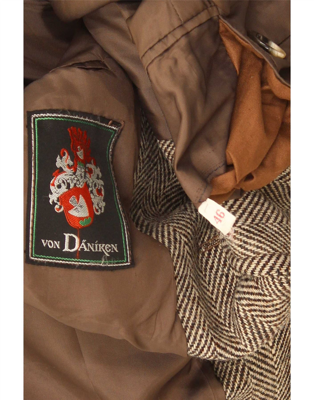 Giacca blazer vintage da uomo a 2 bottoni IT 46 piccola spina di pesce marrone