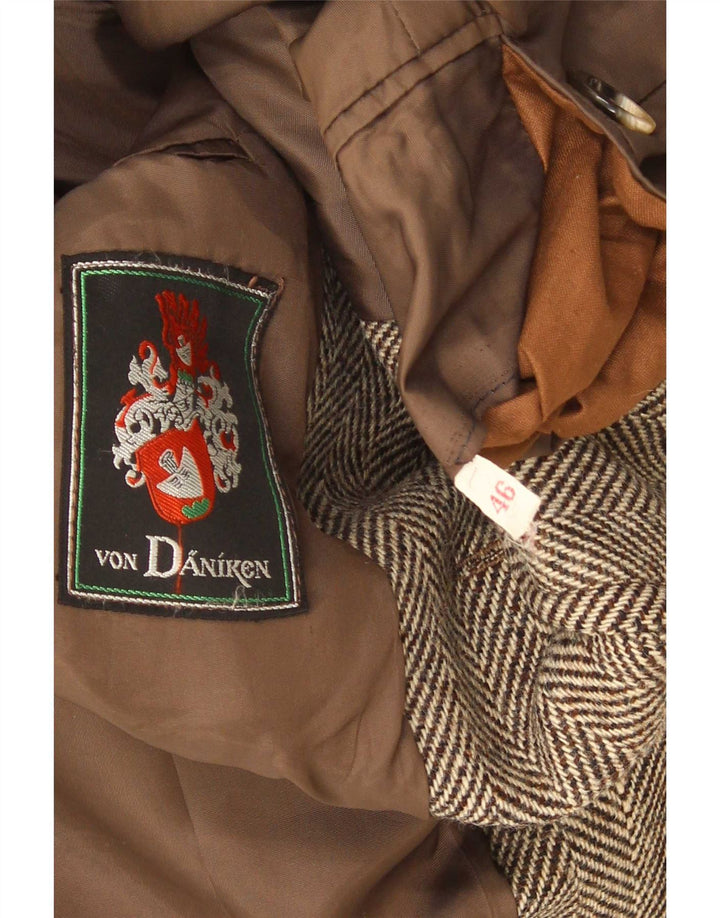 Giacca blazer vintage da uomo a 2 bottoni IT 46 piccola spina di pesce marrone