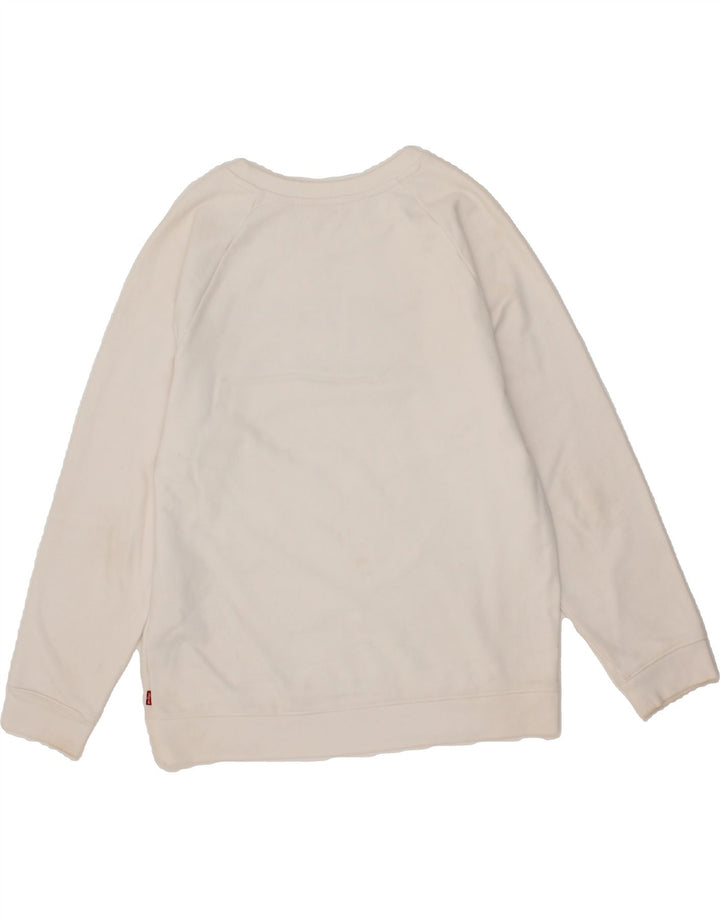 LEVI'S Mens Graphic Sweatshirt Jumper Small White Cotton Vintage Levi's and Second-Hand Levi's from Messina Hembry 