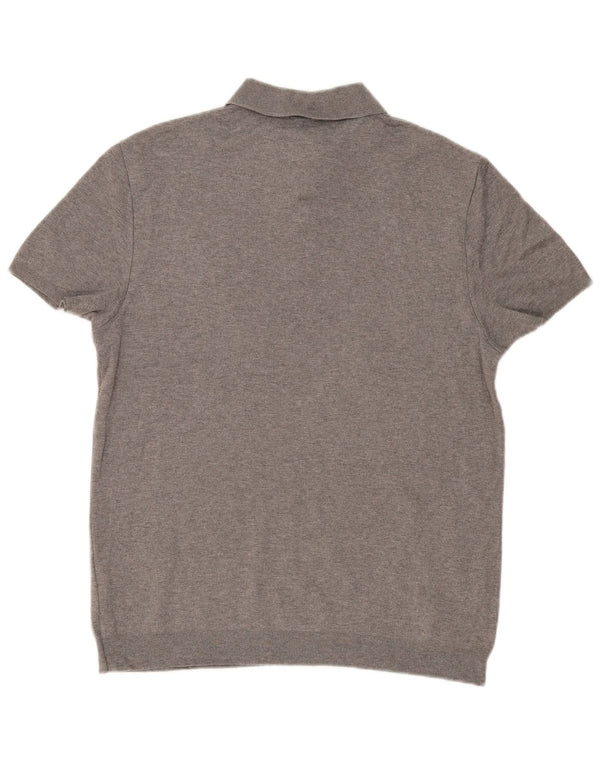 Hugo Boss Maglione da uomo a maniche corte slim fit con collo a polo grande grigio