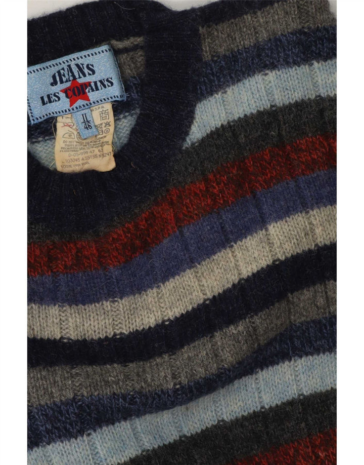 Maglione maglione girocollo da uomo Les Copains IT 46 piccolo a righe multicolore