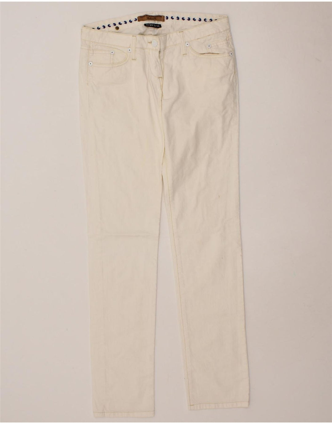 DANIELE ALESSANDRINI Womens Slim Casual Trousers W29 L31 White Vintage Daniele Alessandrini and Second-Hand Daniele Alessandrini from Messina Hembry 