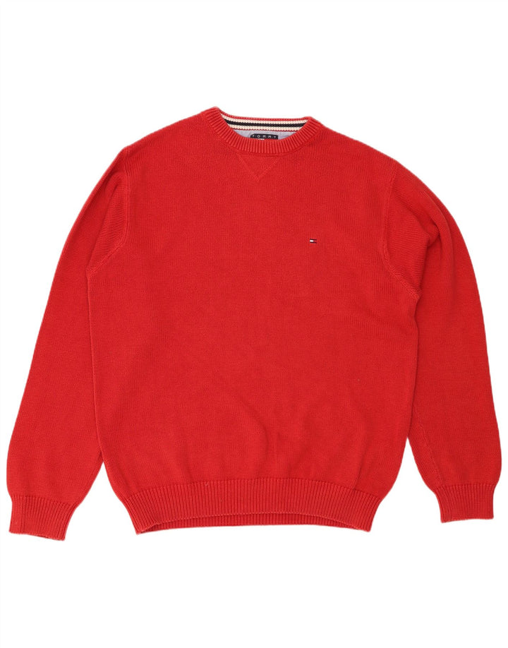 TOMMY HILFIGER Maglione maglione girocollo da uomo grande cotone rosso