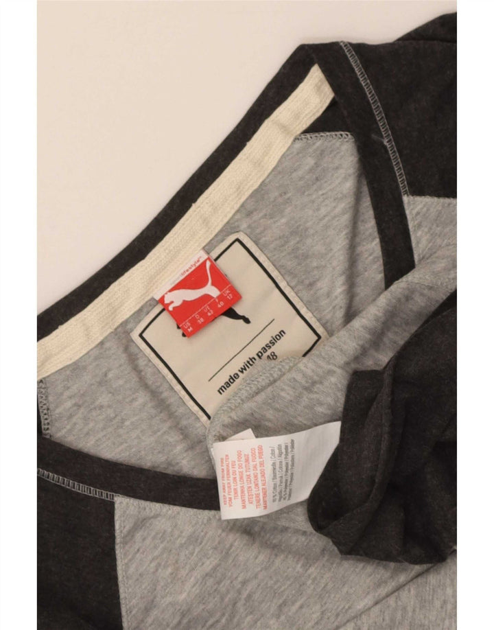 Maglia a maniche lunghe da donna Puma UK 12 Cotone color block grigio medio