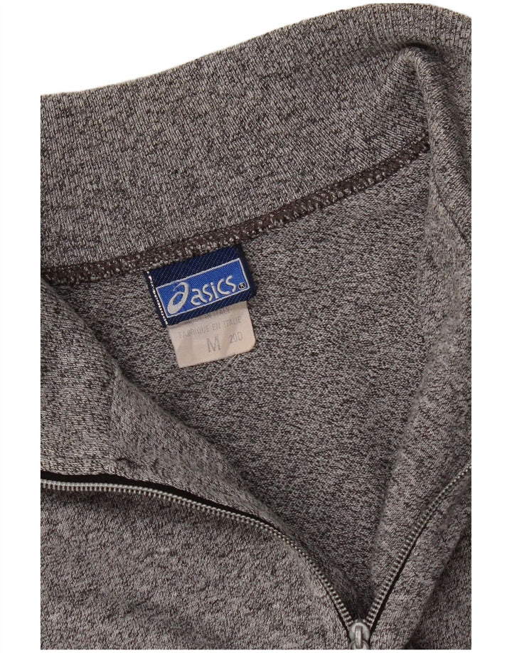 Maglione Asics da uomo con zip e collo in cotone chiazzato grigio medio