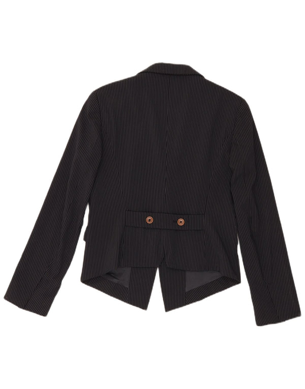 Max & Co. Giacca blazer da donna a 2 bottoni UK 14 grande gessato nero