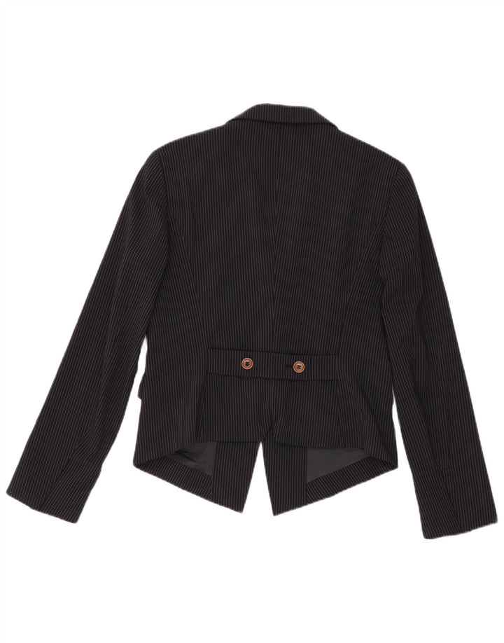 Max & Co. Giacca blazer da donna a 2 bottoni UK 14 grande gessato nero
