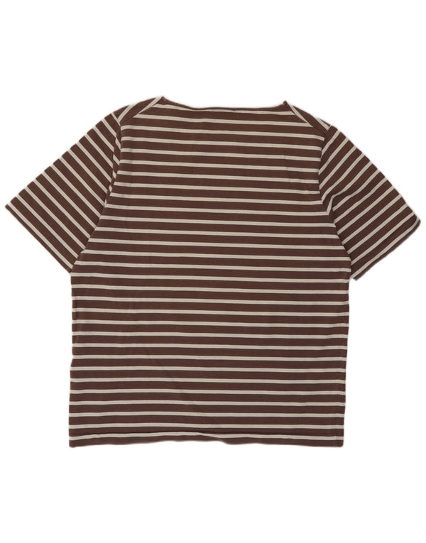 T-shirt da donna Cos Top UK 14 cotone a righe marrone medio