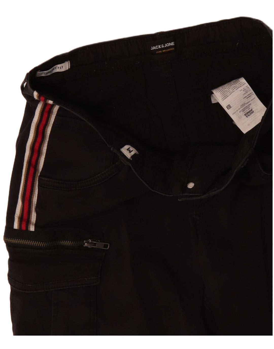 JACK & JONES Pantaloncini cargo da uomo vestibilità comfort medi W30 cotone nero