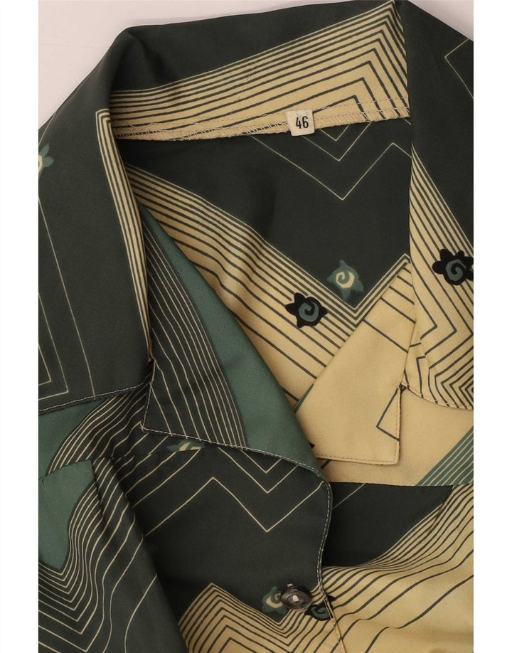 Camicetta camicia vintage da donna IT 46 grande verde geometrico