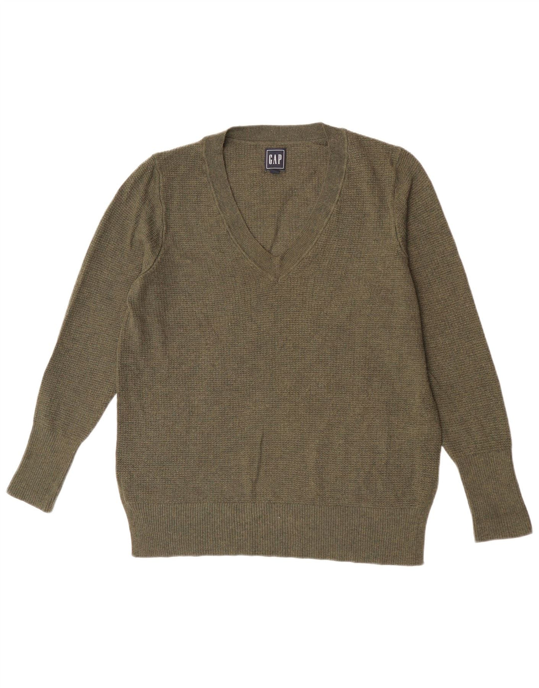 Gap Maglione da donna con scollo a V UK 16 Large Khaki Nylon