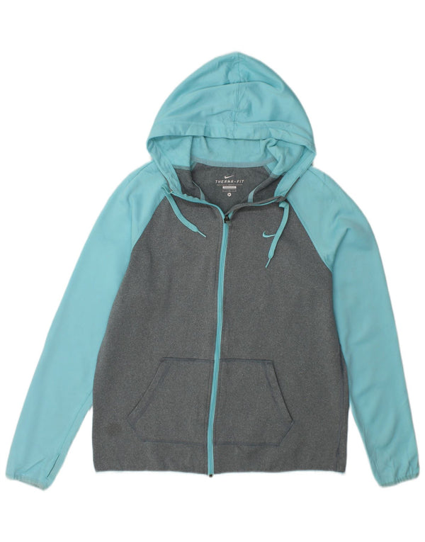 Felpa con cappuccio e zip Nike Therma-Fit da donna UK 12 Colorblock grigio medio