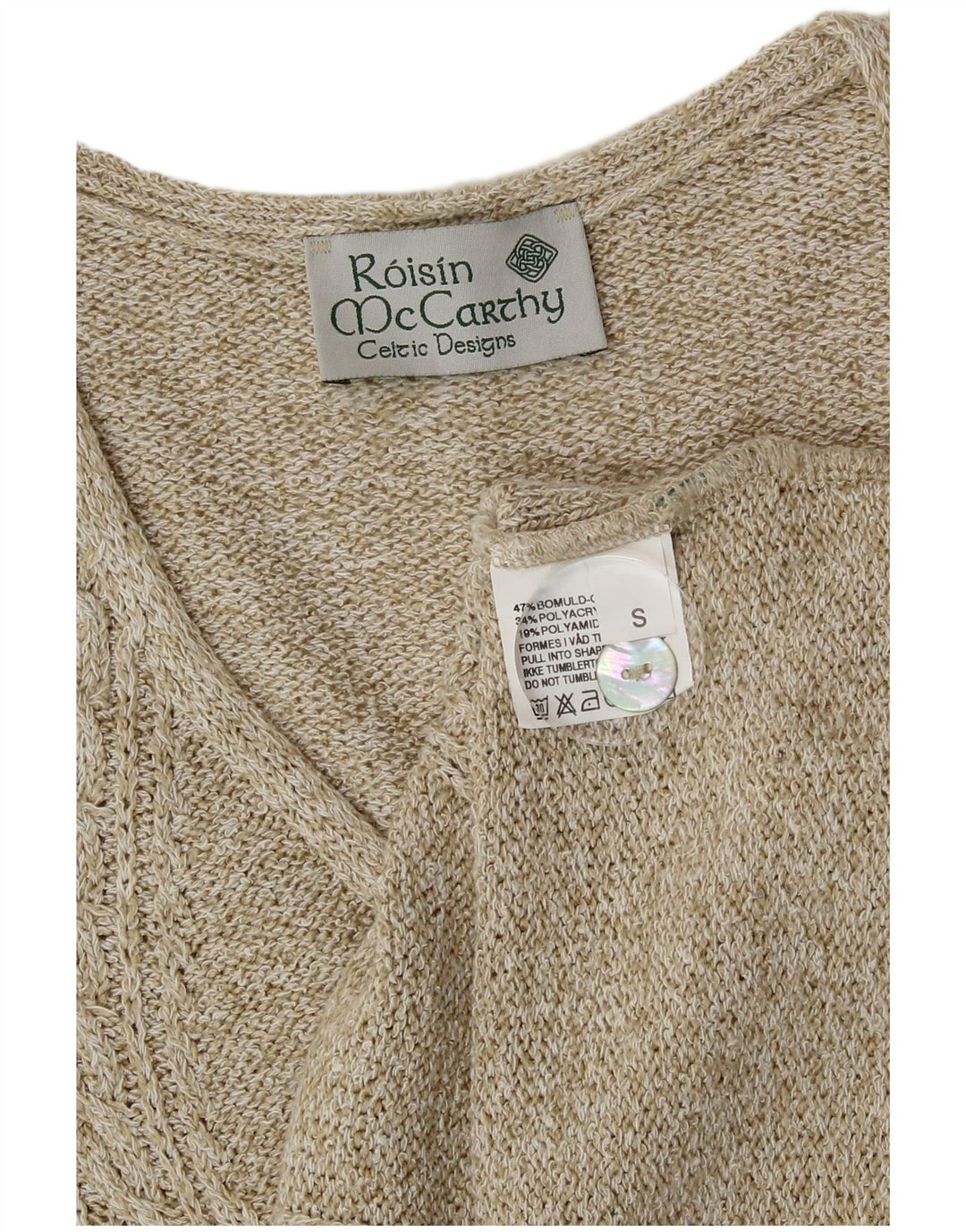 Maglione cardigan da donna Roisin McCarthy UK 10 Piccolo cotone screziato verde