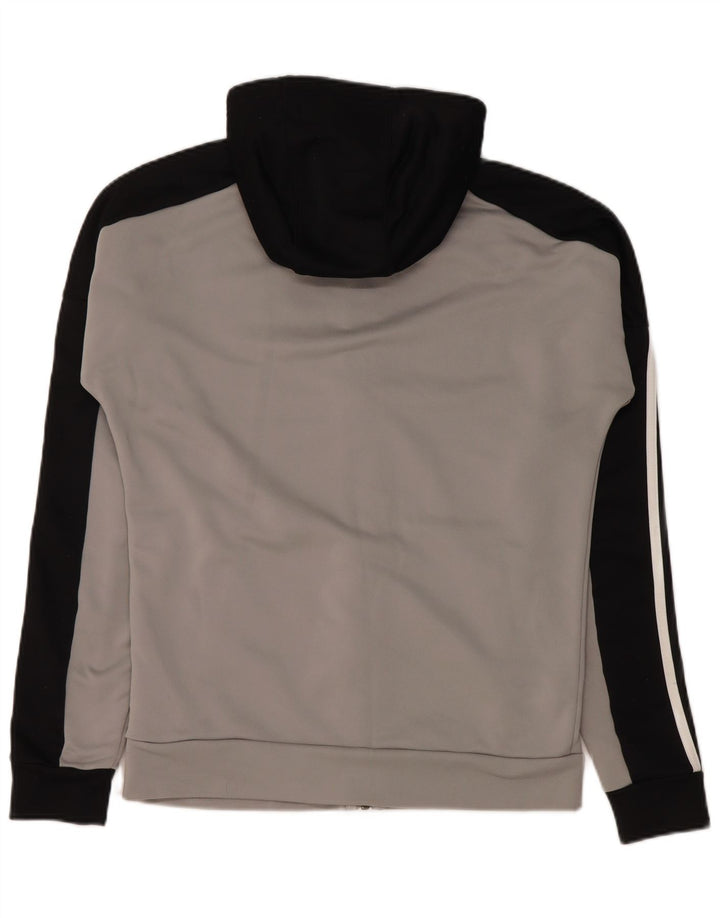 Maglione con cappuccio e zip da uomo Adidas piccolo in poliestere color block grigio