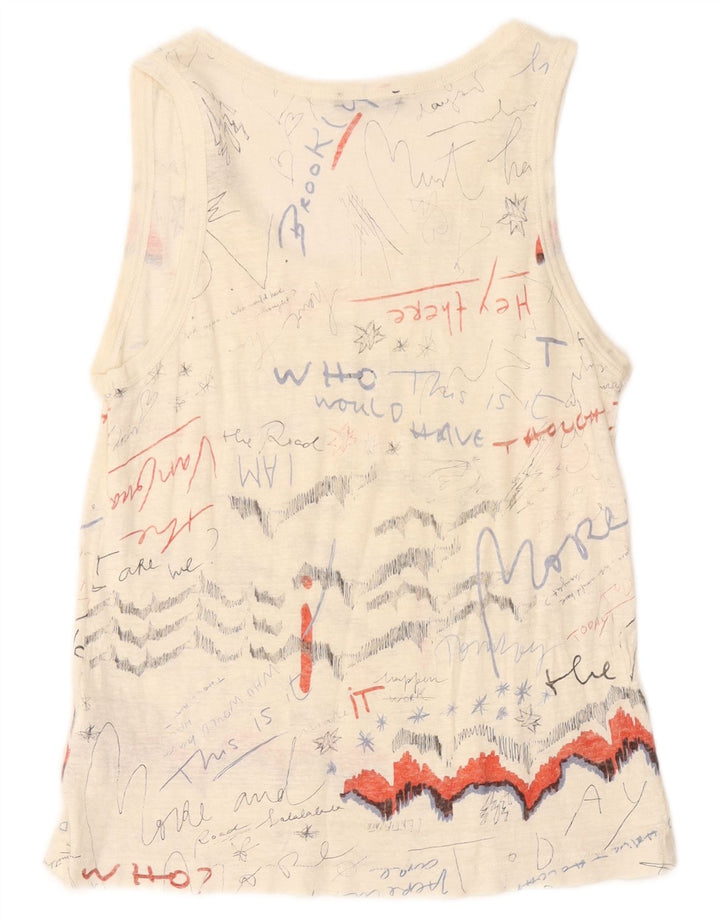 Canotta grafica da donna ZARA UK 14 Lino bianco sporco medio