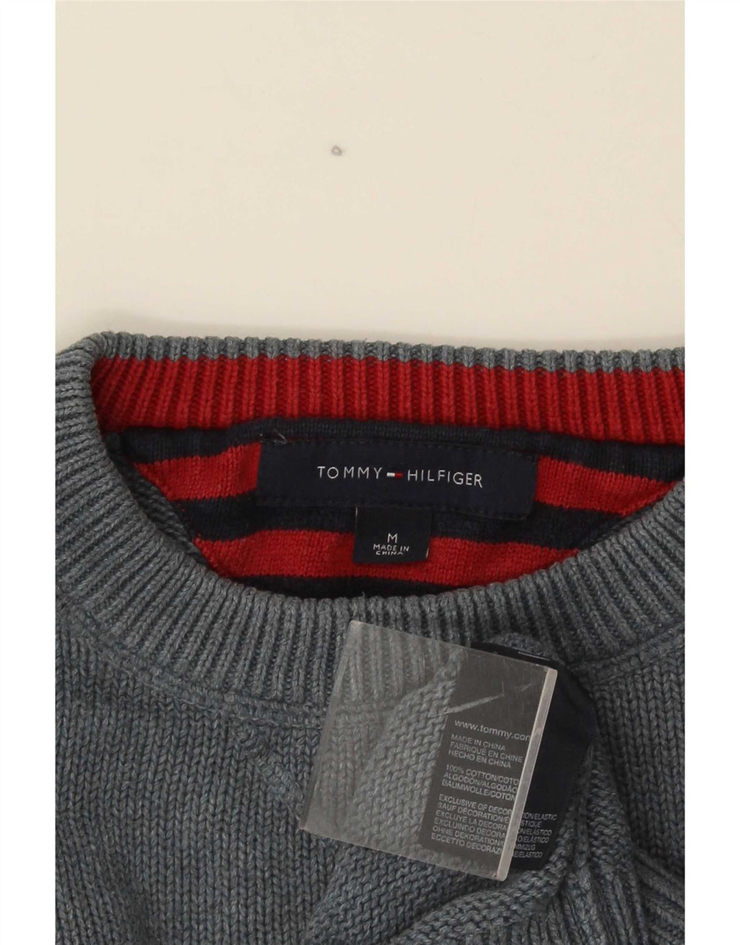 Maglione maglione girocollo da uomo Tommy Hilfiger in cotone grigio medio