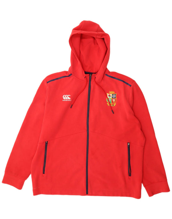 Maglione con cappuccio e zip da uomo Canterbury 3XL in cotone rosso
