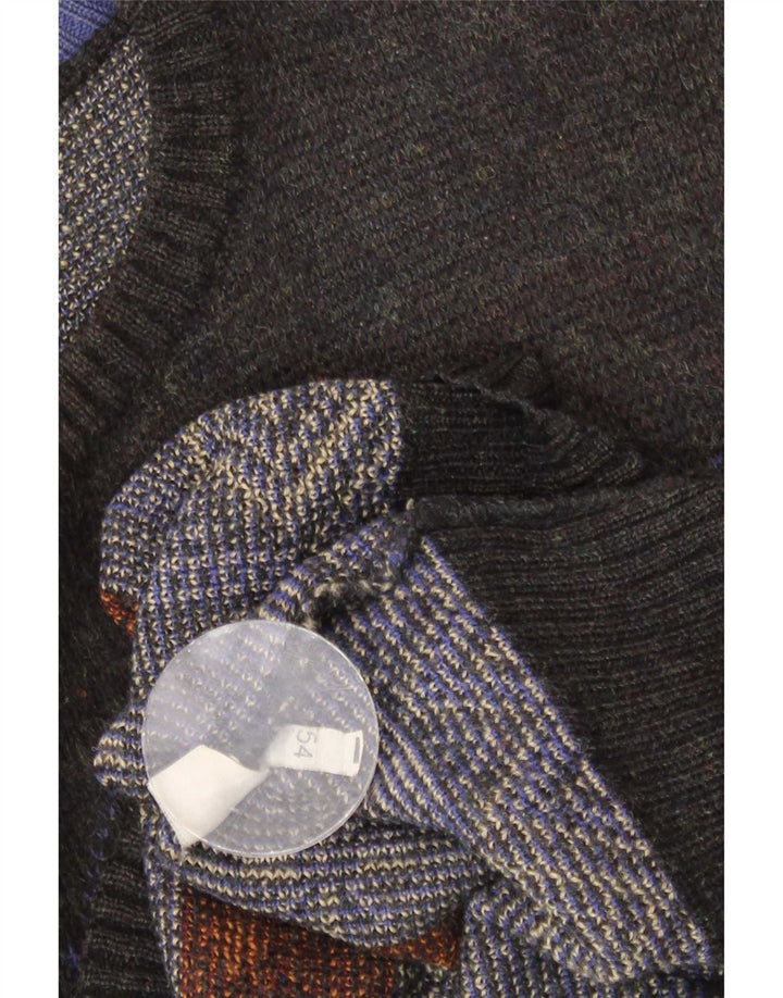 Maglione vintage da uomo girocollo IT 54 XL multicolore geometrico