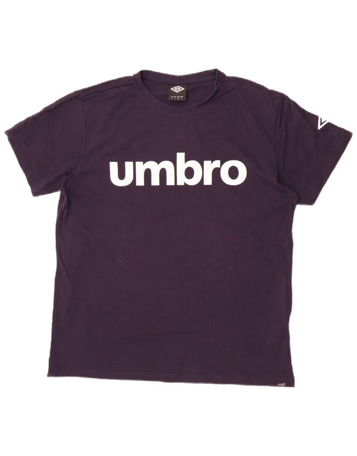 T-shirt grafica da uomo Umbro Top Large in cotone blu navy