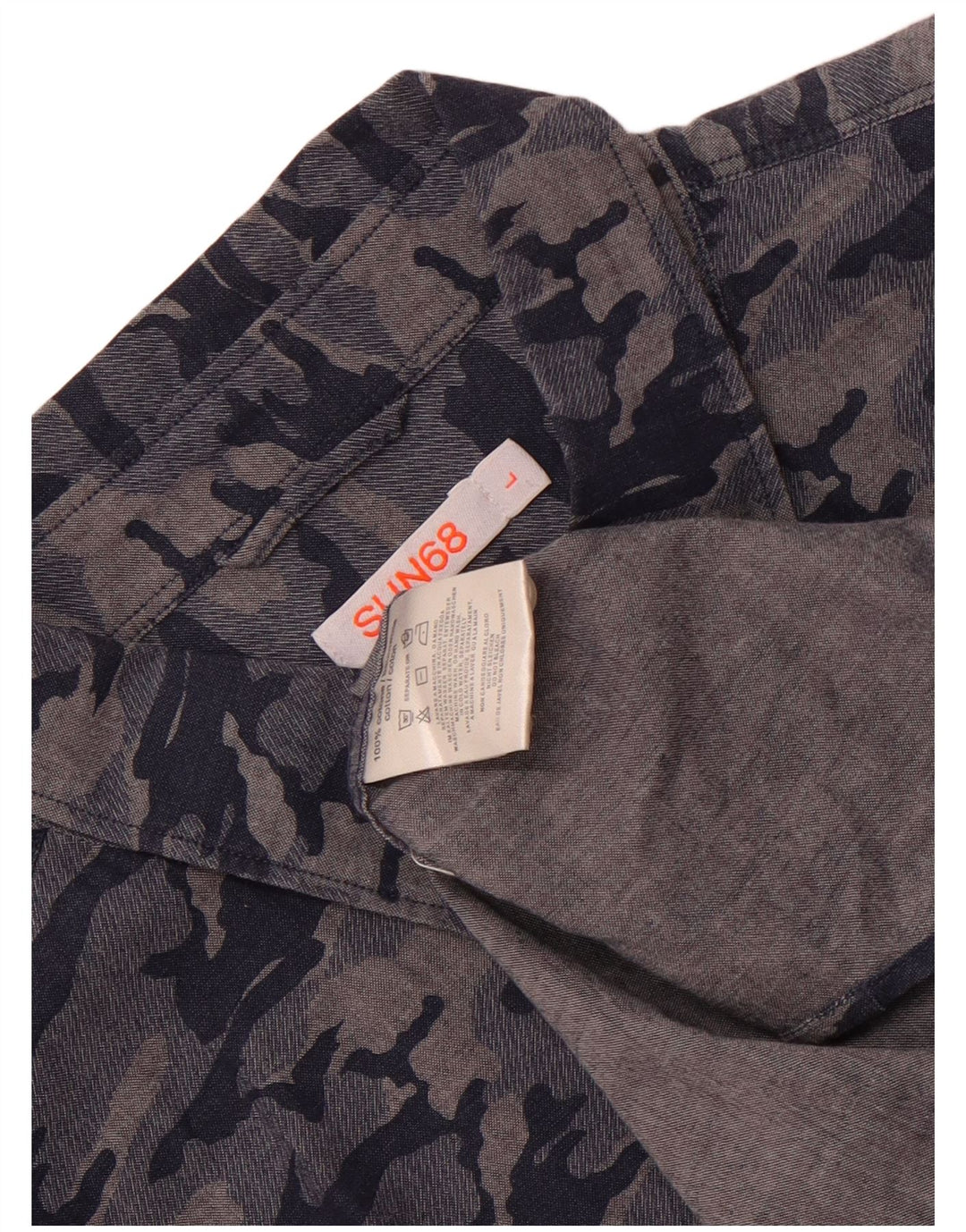 Camicia da uomo Sun68 grande in cotone mimetico blu navy