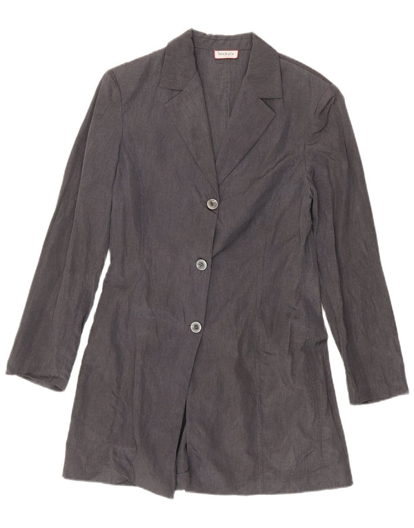 Max & Co. Giacca blazer a 3 bottoni lunga da donna UK 12 Lino grigio medio