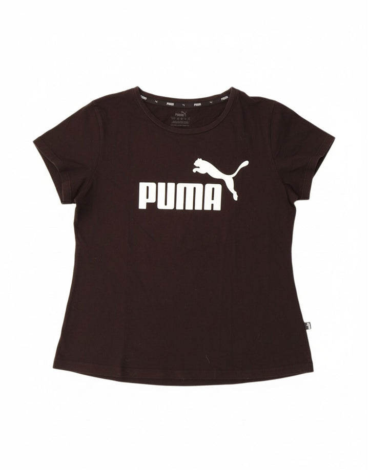 PUMA Womens Graphic T-Shirt Top UK 12 Medium  Black Cotton