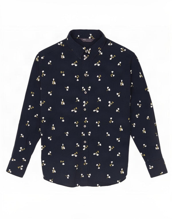 Camicia da donna Marks & Spencer UK 10 piccola viscosa floreale blu navy