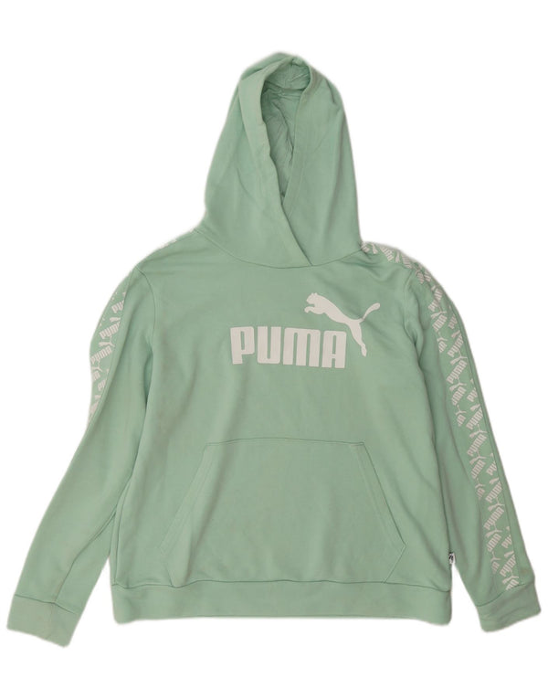 Felpa con cappuccio grafica da donna Puma UK 18 XL cotone verde