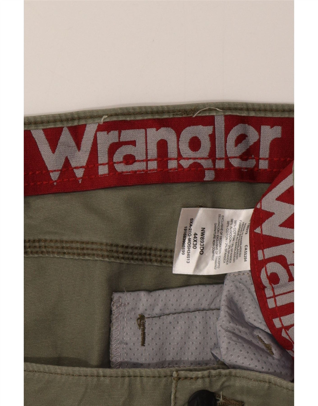 Pantaloni cargo dritti da uomo WRANGLER W44 L30 cotone verde