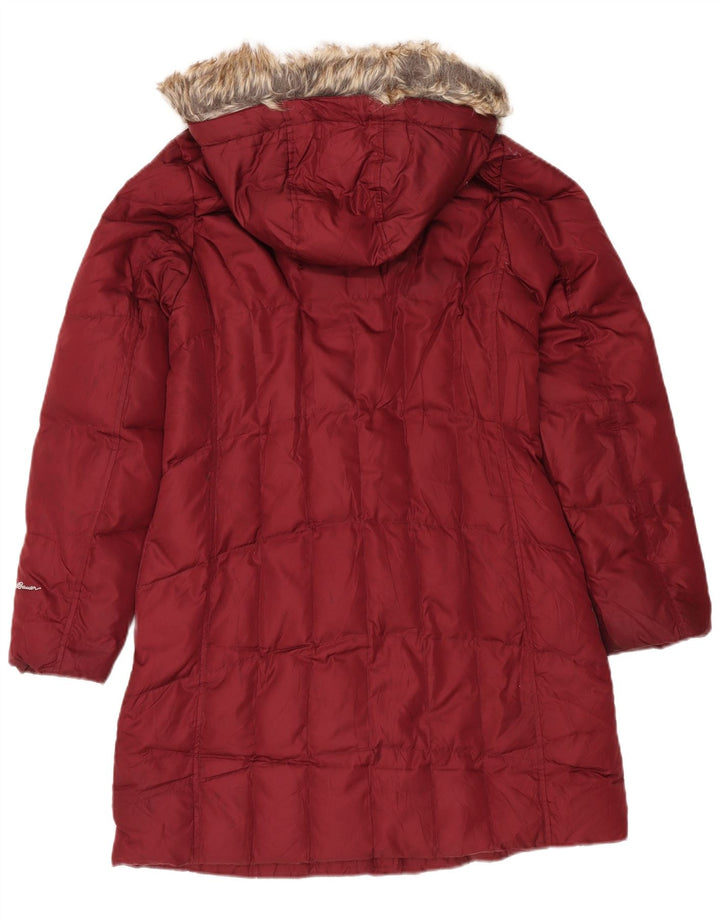 Cappotto imbottito con cappuccio da donna Eddie Bauer UK 14 Poliestere bordeaux medio
