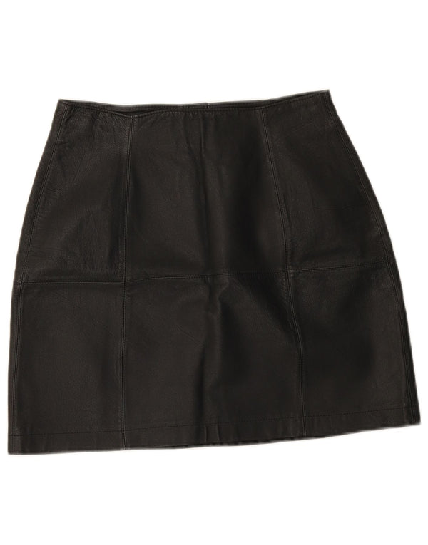 Mini gonna in pelle vintage da donna W25 XS in pelle nera
