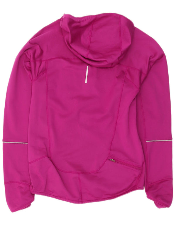 Top della tuta da ginnastica Nike Dri Fit con cappuccio e zip e collo da donna UK 10 Small Rosa