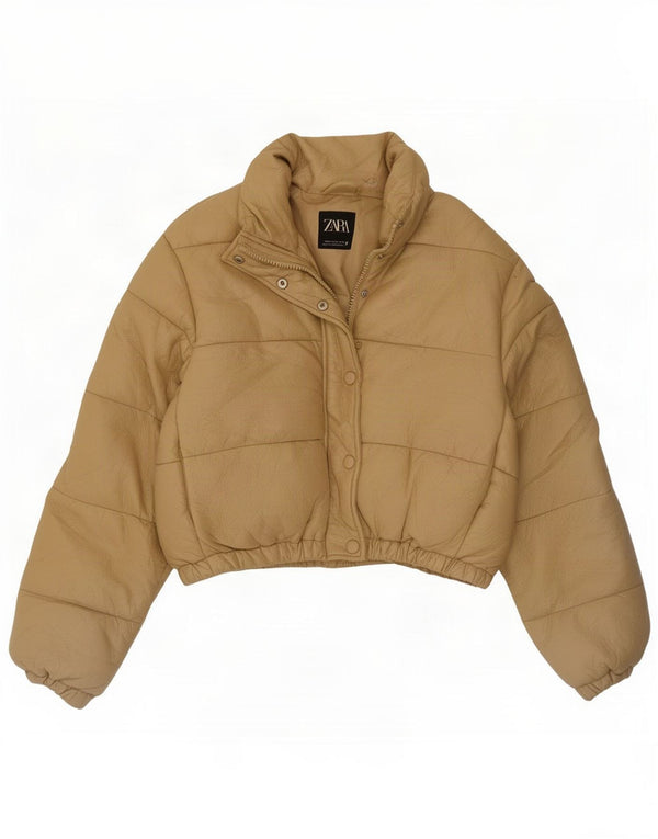 Giacca imbottita oversize in ecopelle da donna Zara UK 6 XS Beige