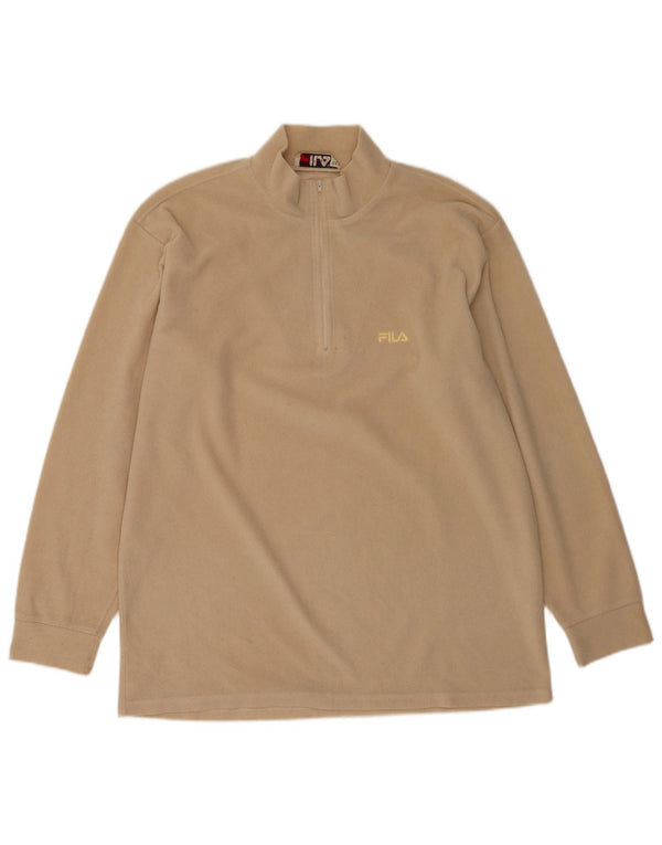 Maglione in pile Fila da uomo con zip e collo 2XL Poliestere beige