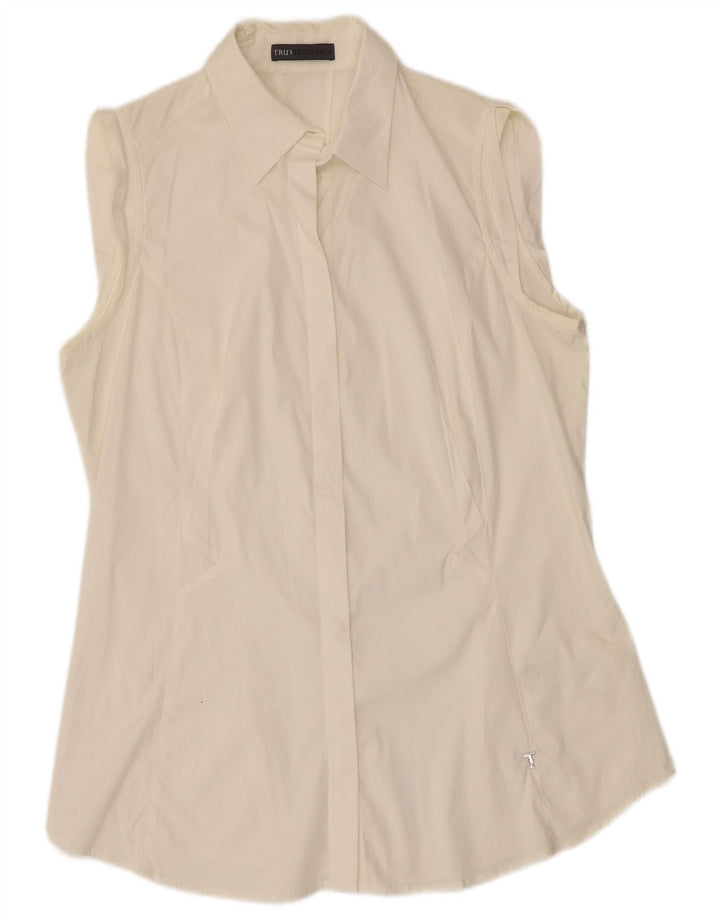 Camicia senza maniche da donna TRUSSARDI UK 18 XL Cotone bianco